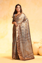 KAVVYA soft and lightweight bronze color weaving silk saree - KAVVYA